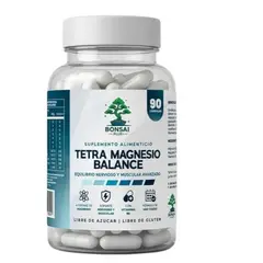 GENERICO - Tetra Magnesio Balance 90 Cápsulas Bonsai Plus+ Bisglicinato, Malato, Taurato y Treonato