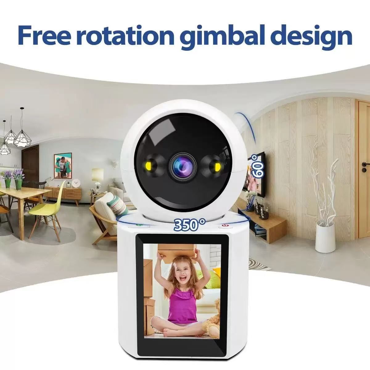 GENERICO - Cámara de seguridad para niños con pantalla HD de videollamada en color blanco