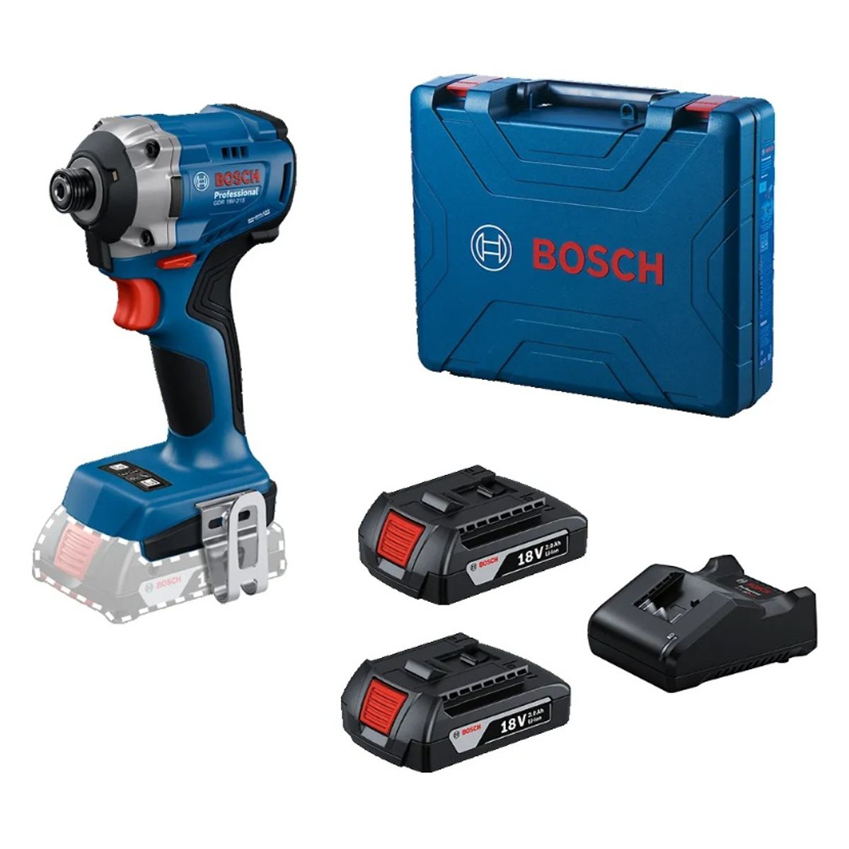 BOSCH - Kit Atornillador De Impacto Bosch Gdr 18v Potente 215nm  Brushless Azul