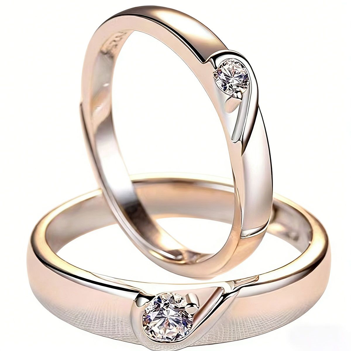MOONCORE - 2 Anillos Novios Corazón, Ajustables, Para Compromiso