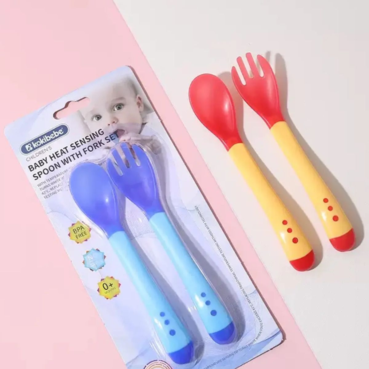 GENERICO - CUBIERTOS TENEDOR Y CUCHARA CON SENSOR DE TEMPERATURA