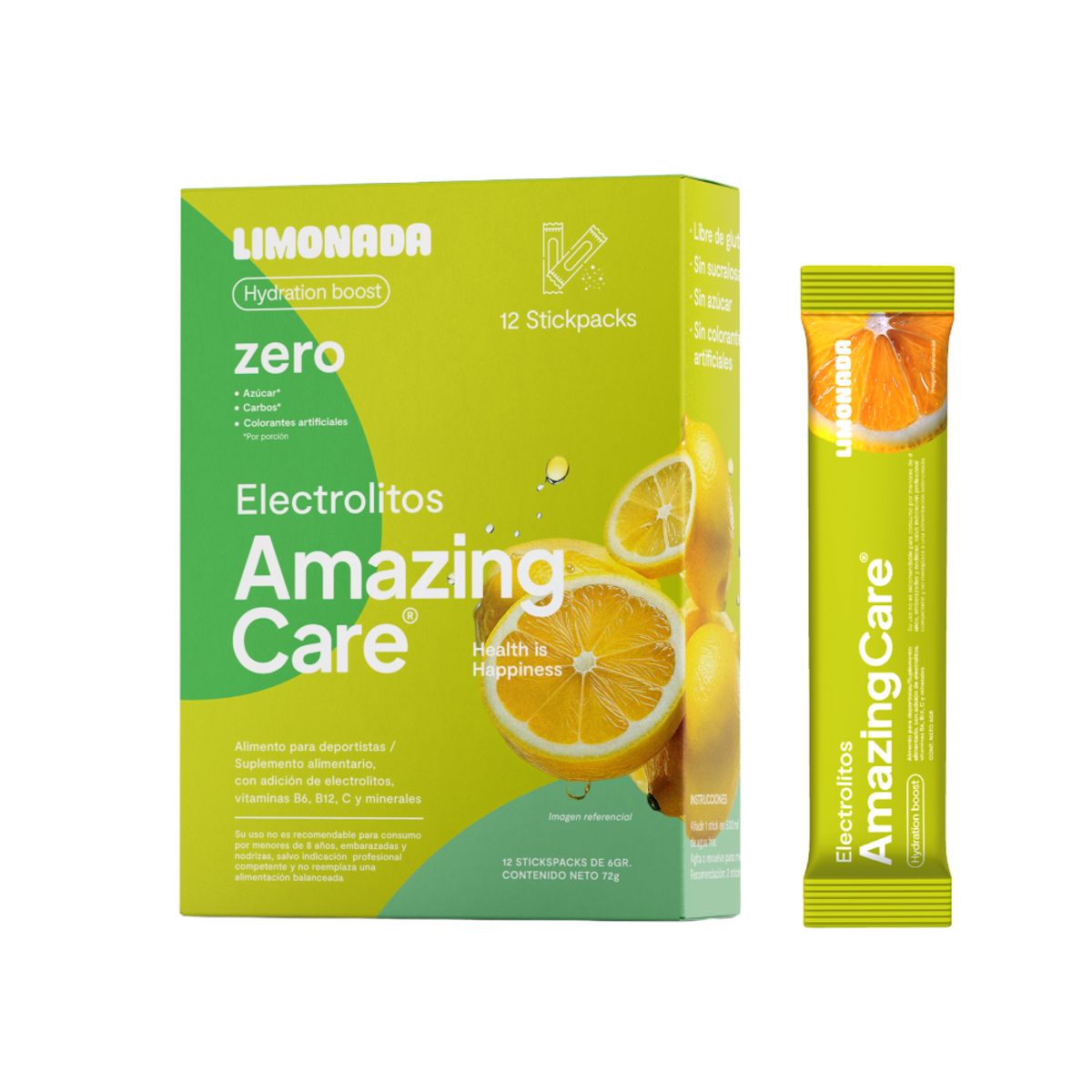 AMAZING CARE - Electrolitos Amazing Care Limón Bebida Hidratante 12 Sticks
