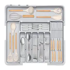 ATURE - Organizadores De Cubiertos Utensilios Cajon 10 Compartimento Gris