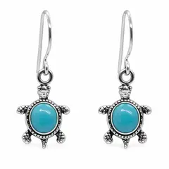 VOUSEZ - Aros tortuga turquesa plata 925 joya mujer