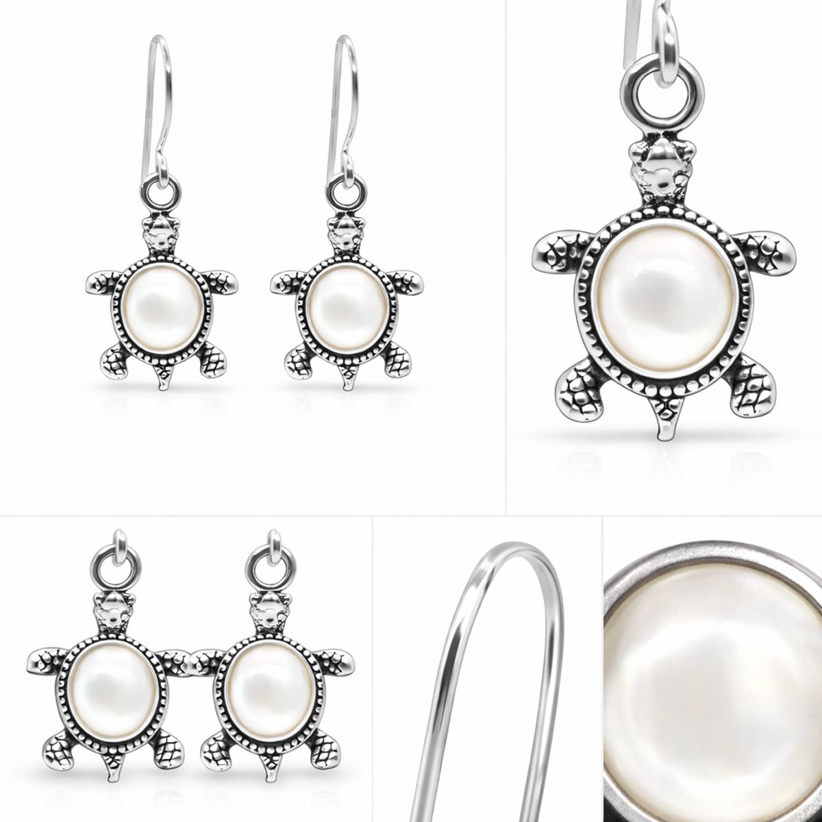 VOUSEZ - Aros tortuga nacar plata 925 joya mujer