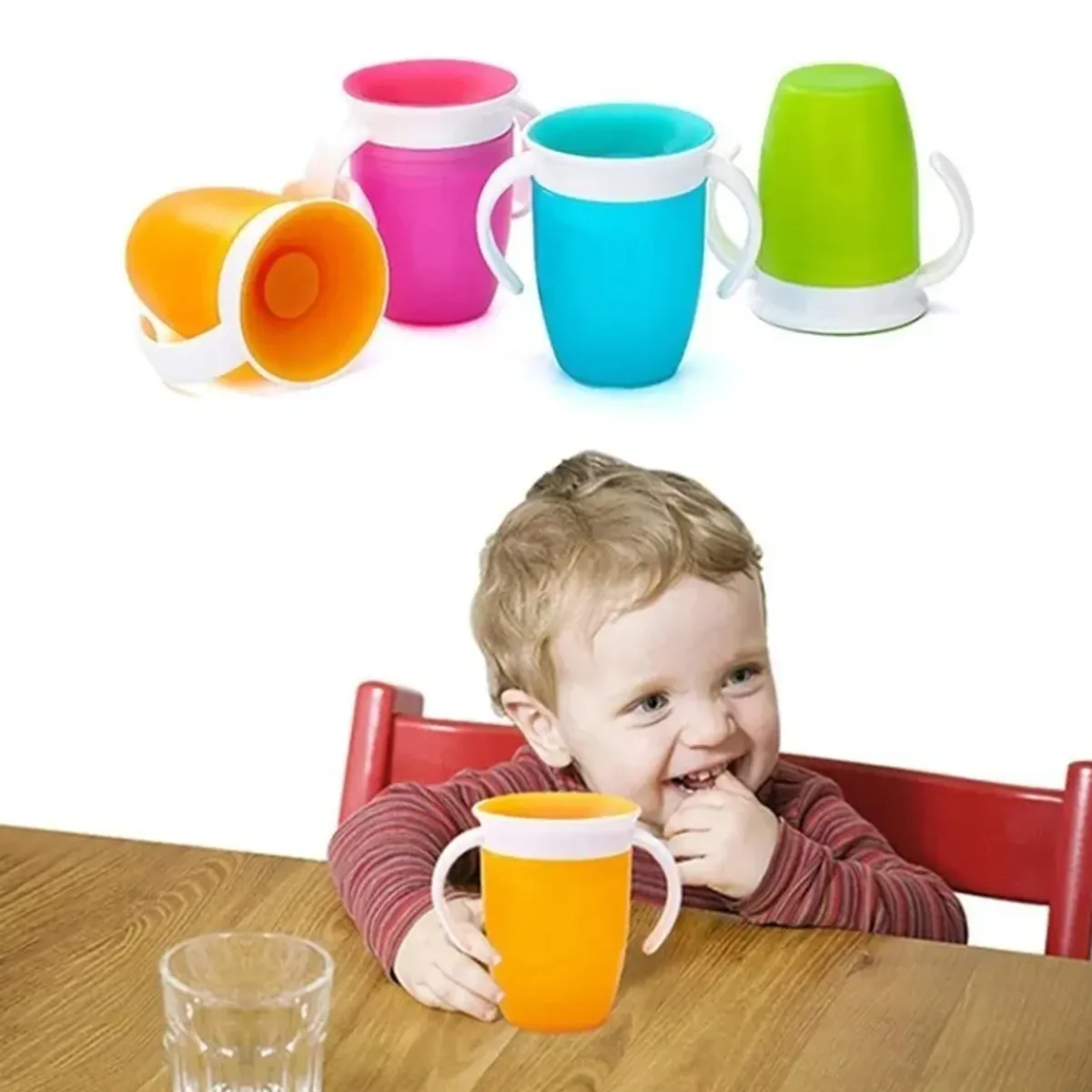 GENERICO - VASO DE AGUA ANTIDERRAME CELESTE PARA BEBE