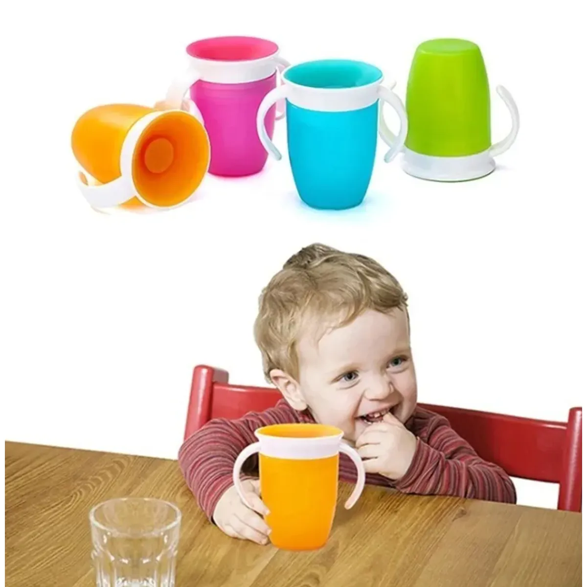 GENERICO - VASO DE AGUA ANTIDERRAME CELESTE PARA BEBE