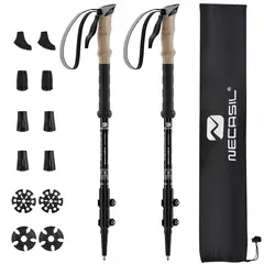 KOKILA - Set 2 Bastón Trekking 3 Tramos Doblar Mango Recto Antishock
