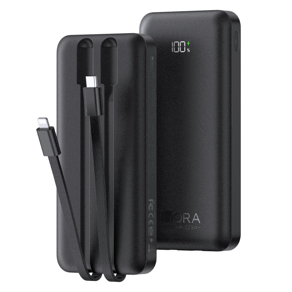 1 HORA - Batería Externa Power Bank 10000 Mah 22.5W 1Hora BAT101 con Built IP&Tipo C Cables