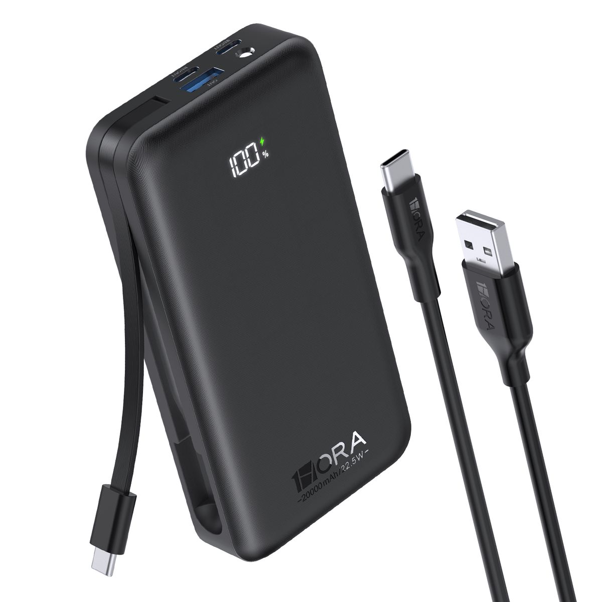 1 HORA - Batería Externa Power Bank 20000 Mah 22.5W 1Hora BAT201 con Built Tipo C Cable