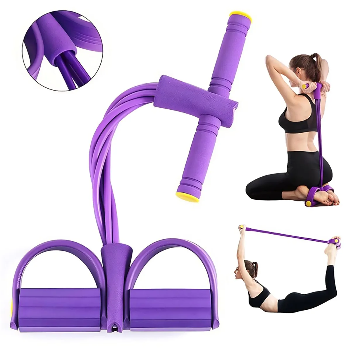 GENERICO - Banda Elástica De Resistencia 4 Tubos Pedal Yoga Pilates
