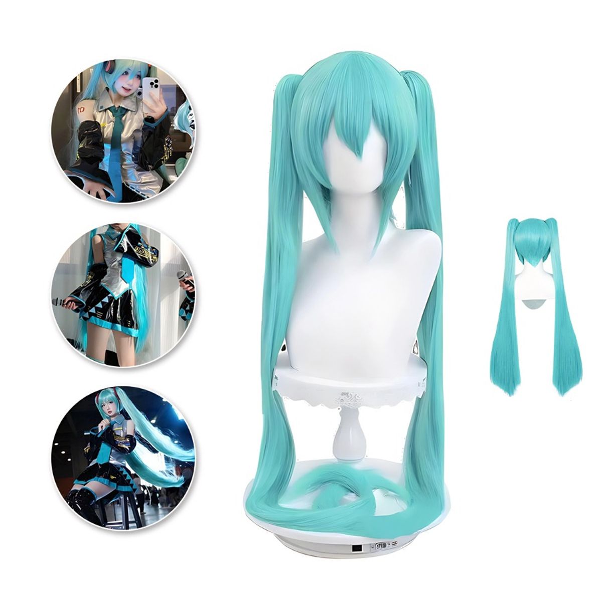 GENERICO - Peluca Cosplay De Hatsune Miku modelado 120cm cabello liso