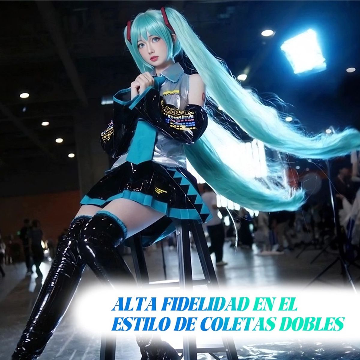 GENERICO - Peluca Cosplay De Hatsune Miku modelado 120cm cabello liso