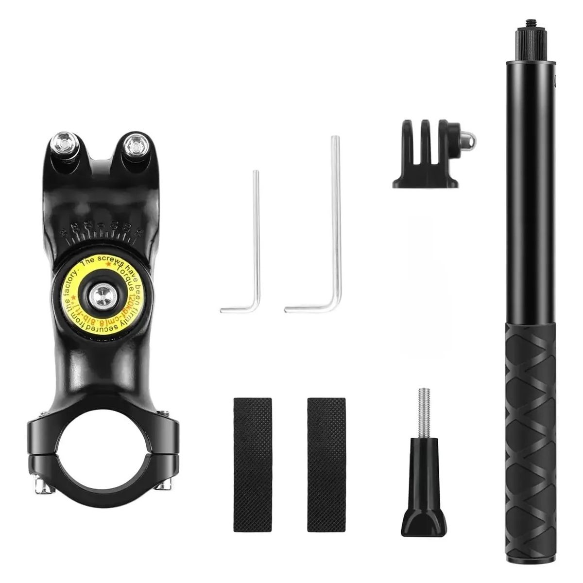 KUANGYE - Kit Soporte Moto + Bastón Para Cámaras Para Insta360 Gopro Y Más Negro