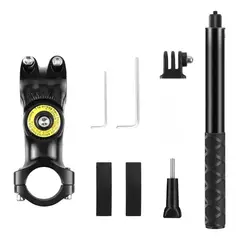 KUANGYE - Kit Soporte Moto + Bastón Para Cámaras Para Insta360 Gopro Y Más Negro