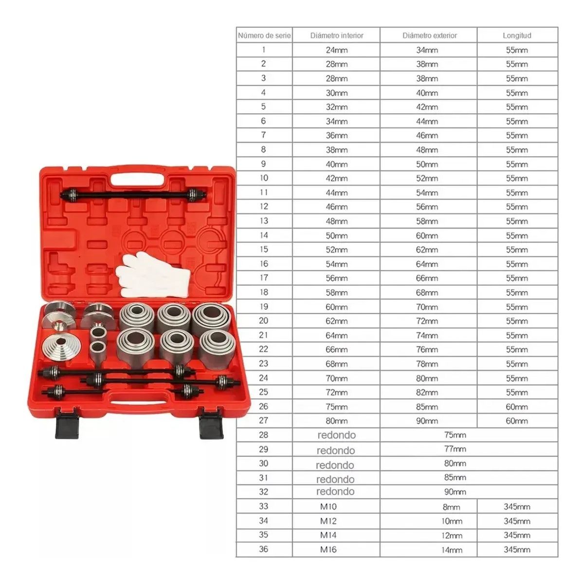 KUANGYE - Extractor De Bujes Automotriz univer bujes baleros 36pzs