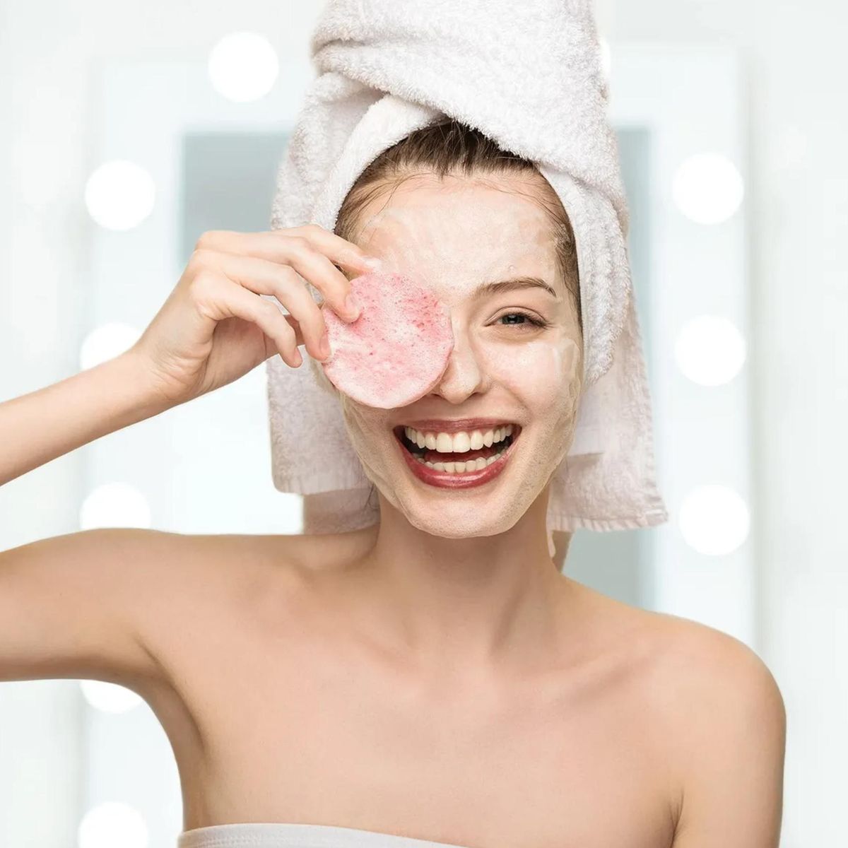 ATURE - 50 Unidades Esponjas Para Limpieza Facial Rosada Comprimida