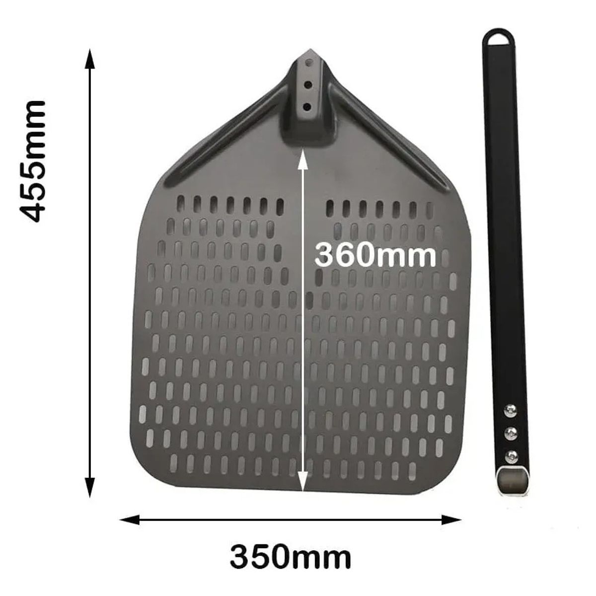 KUANGYE - Pala de Pizza Perforada 35 cm Aluminio Mango