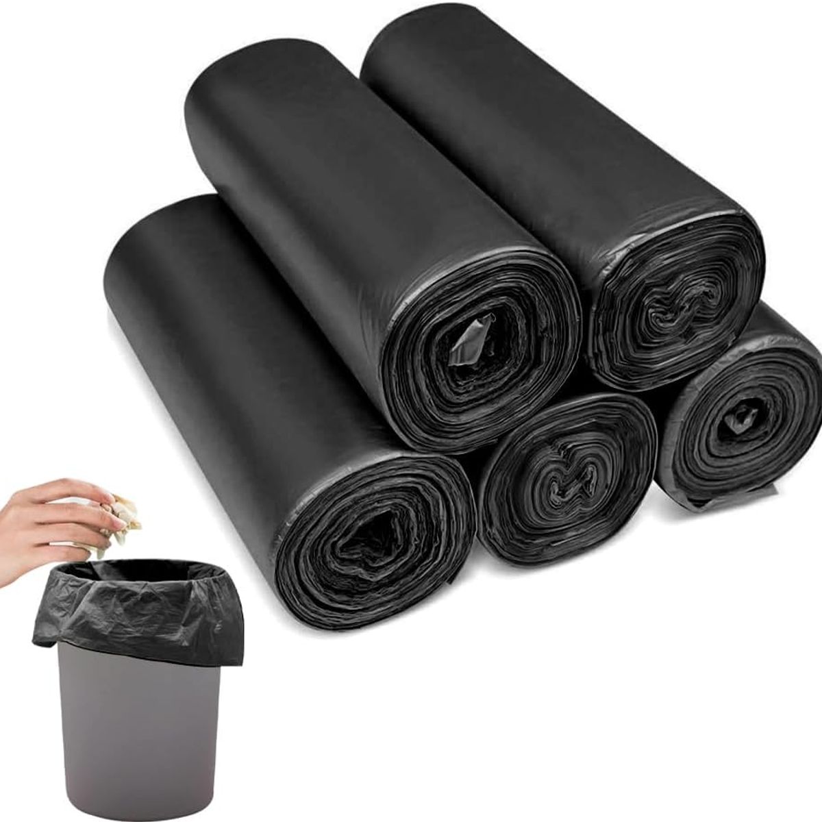 GENERICO - 5 Rollos De Bolsas De Basura Domésticas De 50 X 60 Cm
