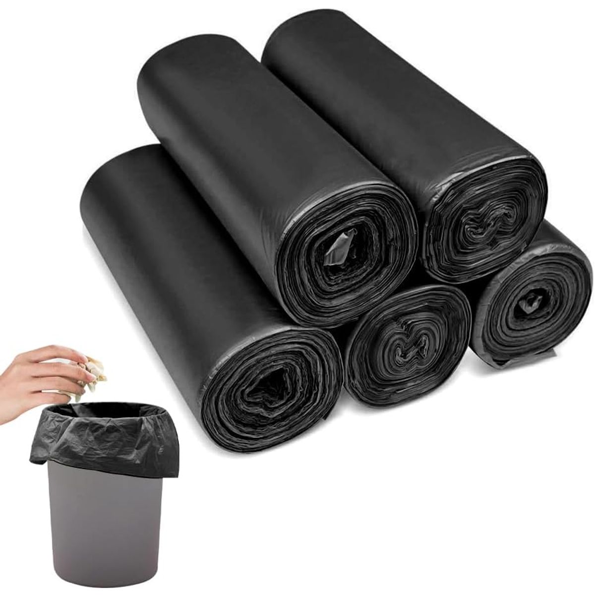 GENERICO - 5 Rollos De Bolsas De Basura Domésticas De 50 X 60 Cm