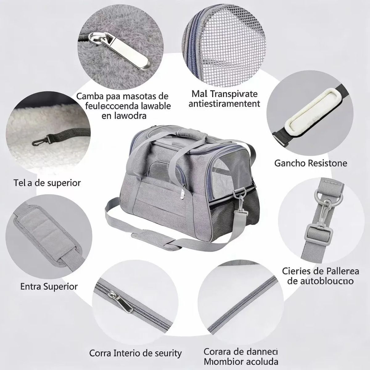 PELUDINES - Bolso Para Mascota 44×28×25cm Con Malla Transpirable 2 En 1