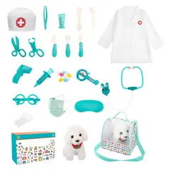 ATURE - Set Perro Juguete Veterinario Educativo Para Niños, 26 Pcs, Azul