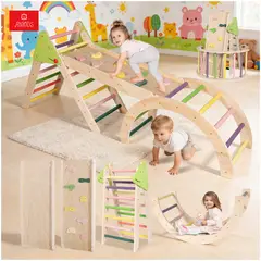 ANIKIDS - Juguete Madera Niños Escalador Plegable 3 En 1 Montessori