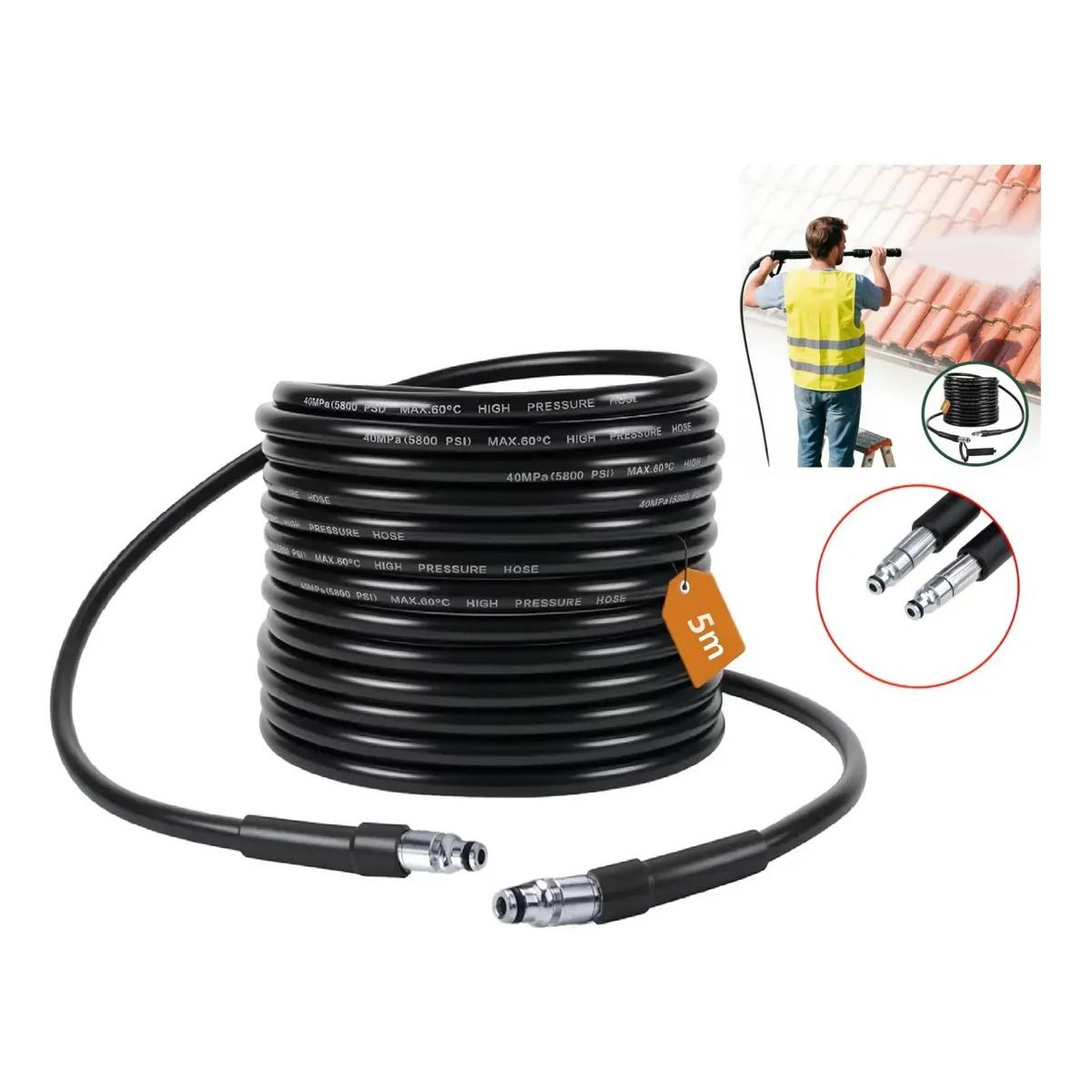 KUANGYE - Manguera Alta Presión Compatible Con Black-decker Y Bosch 5m