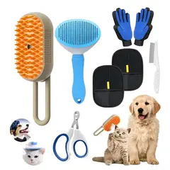 ATURE - Kit 8 Cepillo Deslanador Gato Perro Peine Mascota Masajeador Multicolor