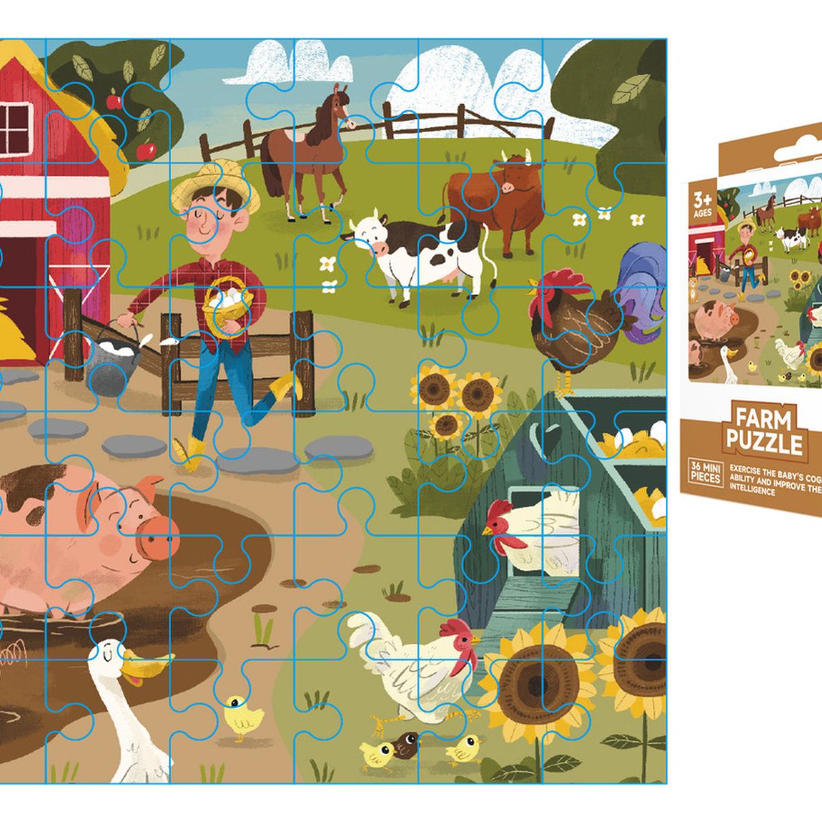 GENERICO - Puzzles Educativos Juguetes Para Niños Regalo Tema Granja