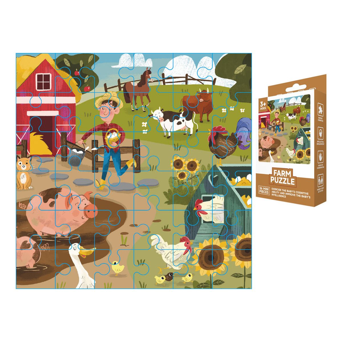 GENERICO - Puzzles Educativos Juguetes Para Niños Regalo Tema Granja