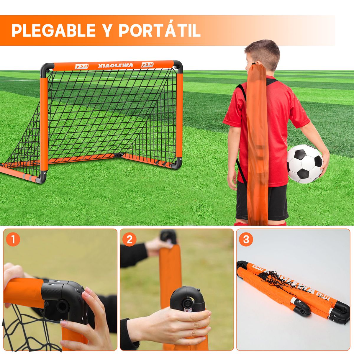 Red De Entrenamiento De Fútbol Ajustable Para Niños Y Adulto Naranja, marca KOKILA - Foto 2