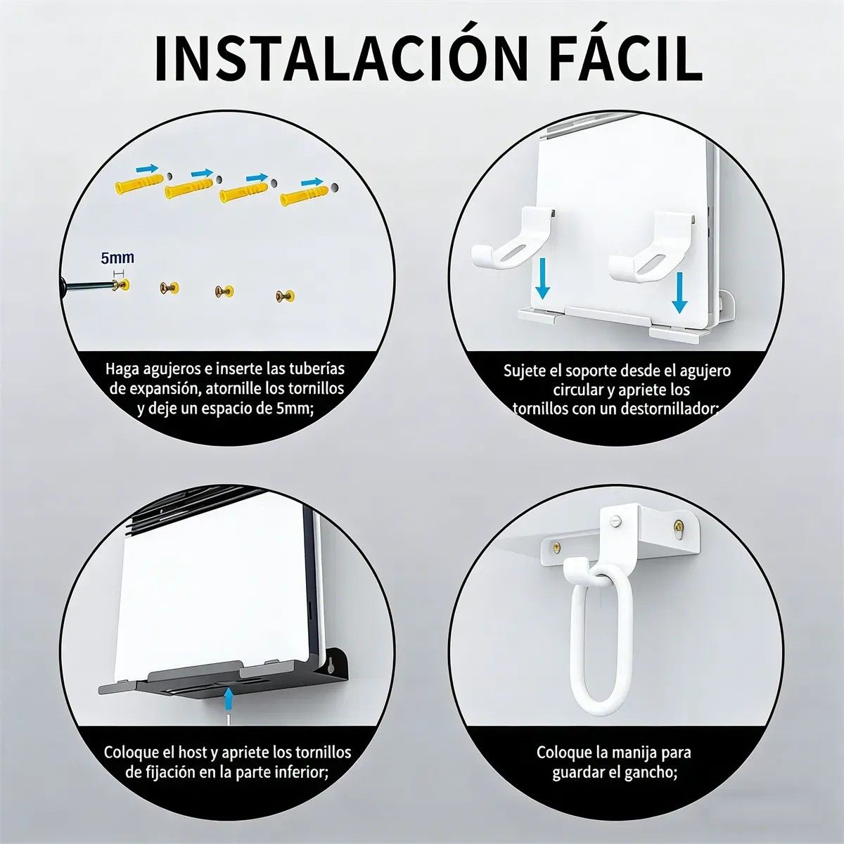 KUANGYE - Soporte De Pared Premium Compatible Con Ps5 Slim  Ps5 Pro + Base Para Control