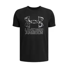 UNDER ARMOUR - Polera M/C Niño Tech Hybrid Print Negro