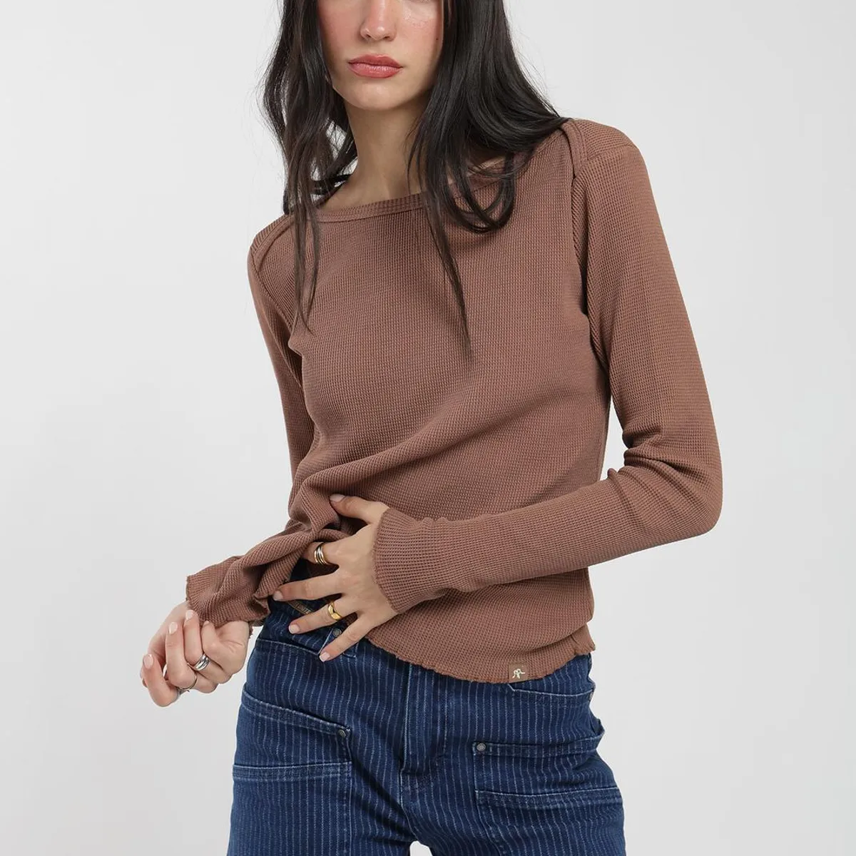 KAYA UNITE - Polera Manga Larga Algodón Waffle Mujer