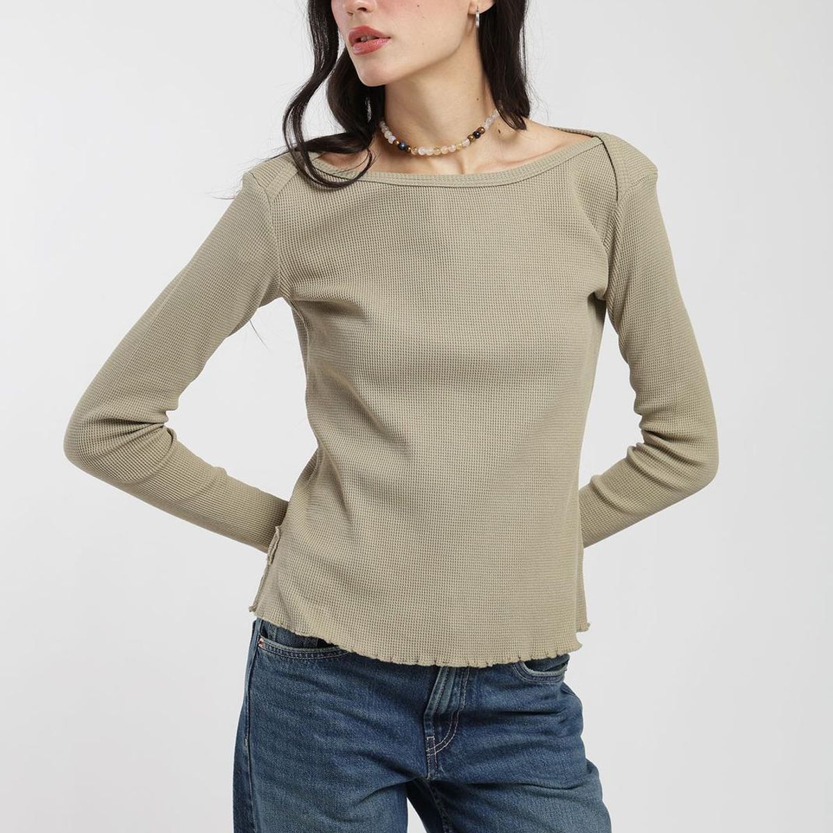 KAYA UNITE - Polera Manga Larga Algodón Waffle Mujer