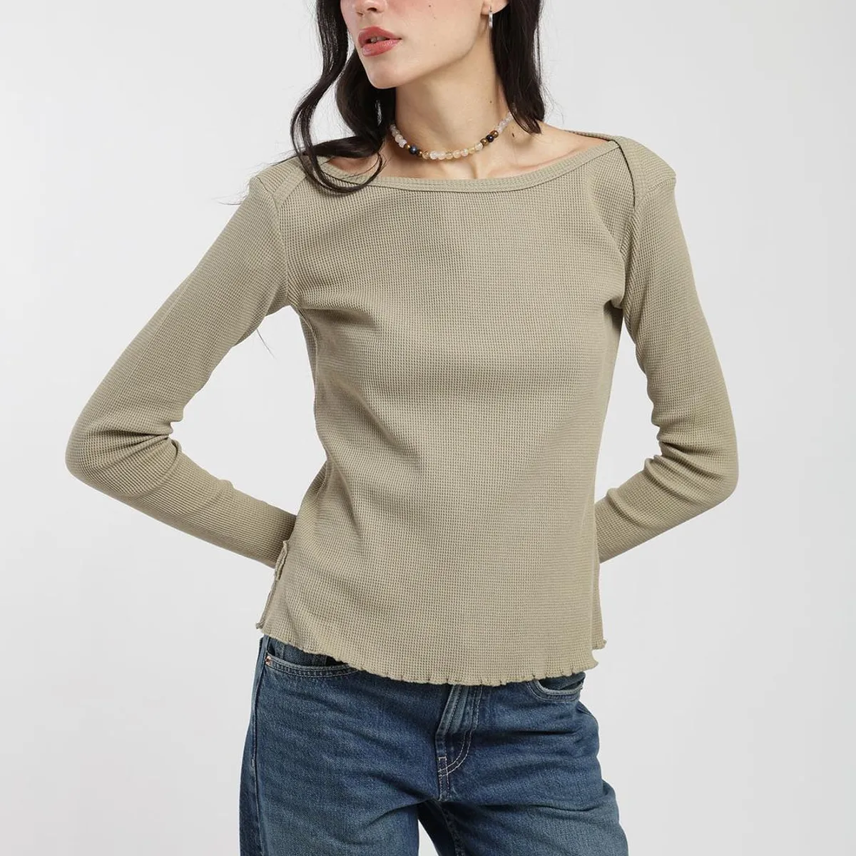 KAYA UNITE - Polera Manga Larga Algodón Waffle Mujer
