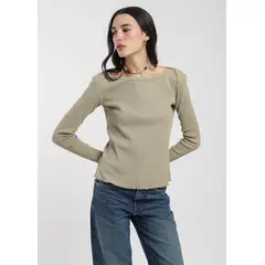 KAYA UNITE - Polera Manga Larga Algodón Waffle Mujer