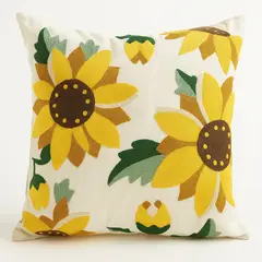 GENERICO - Funda Cojin Blancas Girasol Bordadas 45x42