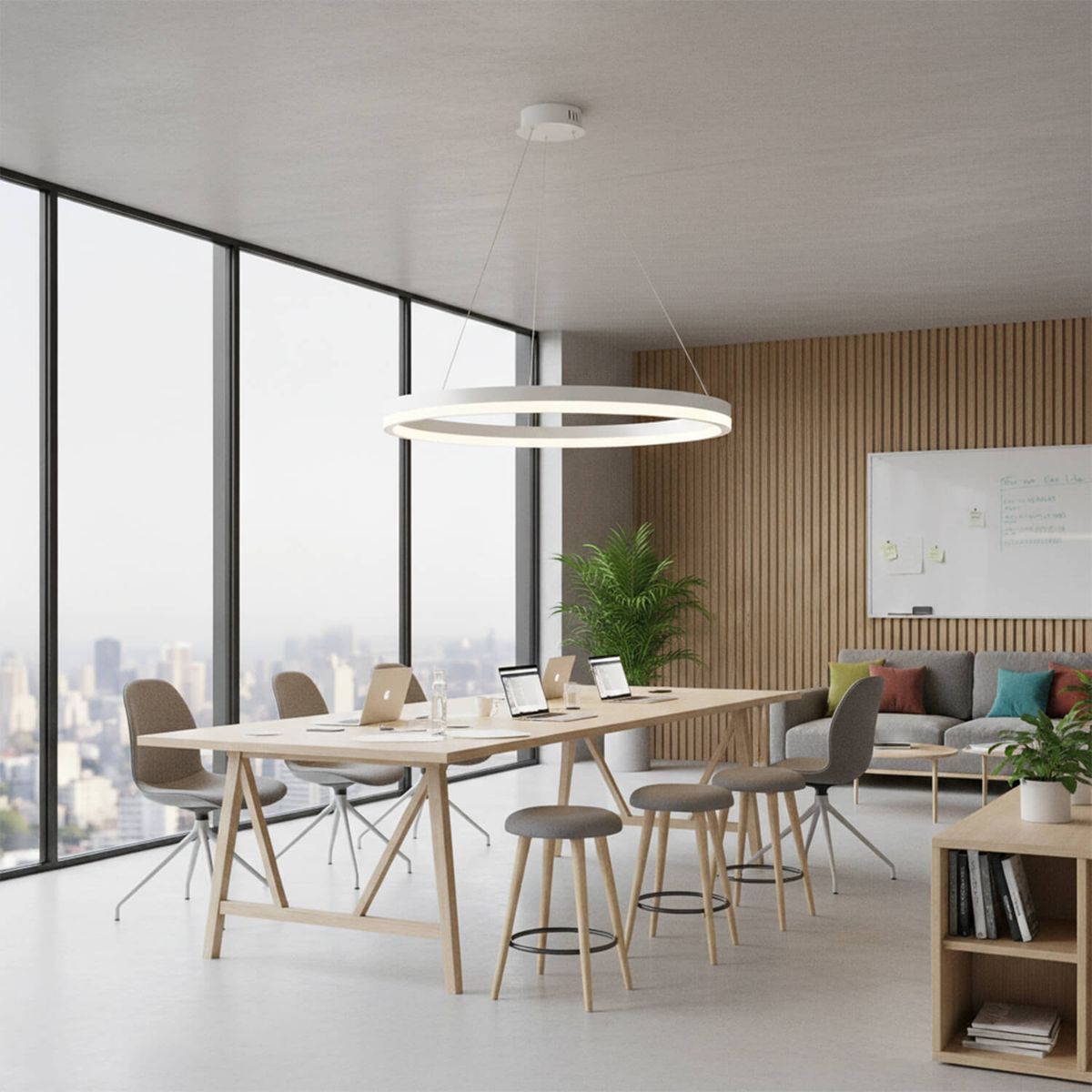 LED STUDIO - LÁMPARA COLGANTE LED STUDIO REDONDA 60W LUZ NEUTRA ARO Ø100