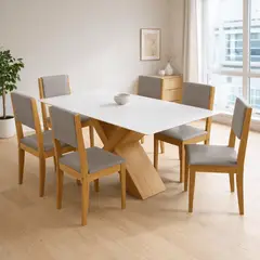 EXIT - Juego de Comedor 6 Sillas Trento Mesa 160x90 cm Blanco - Dubai