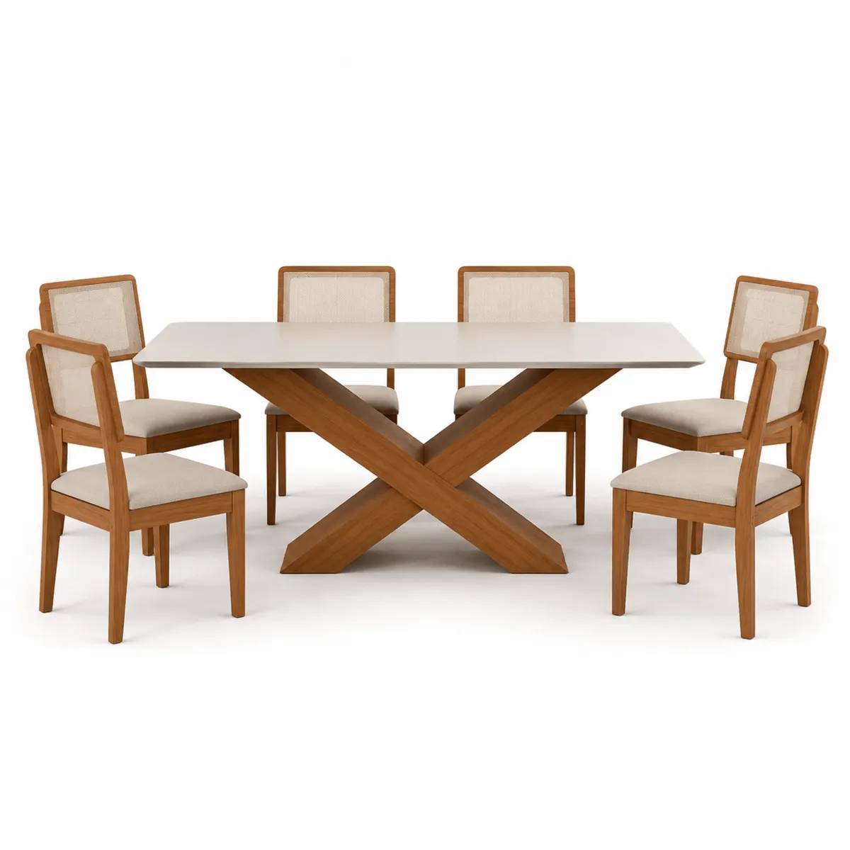 EXIT - Juego de Comedor 6 Sillas Santiago Mesa 160x90 cm Blanco - Dubai