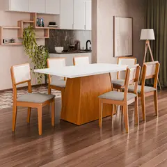 EXIT - Juego de Comedor 6 Sillas Mesa 160x90 cm Blanco - Trento