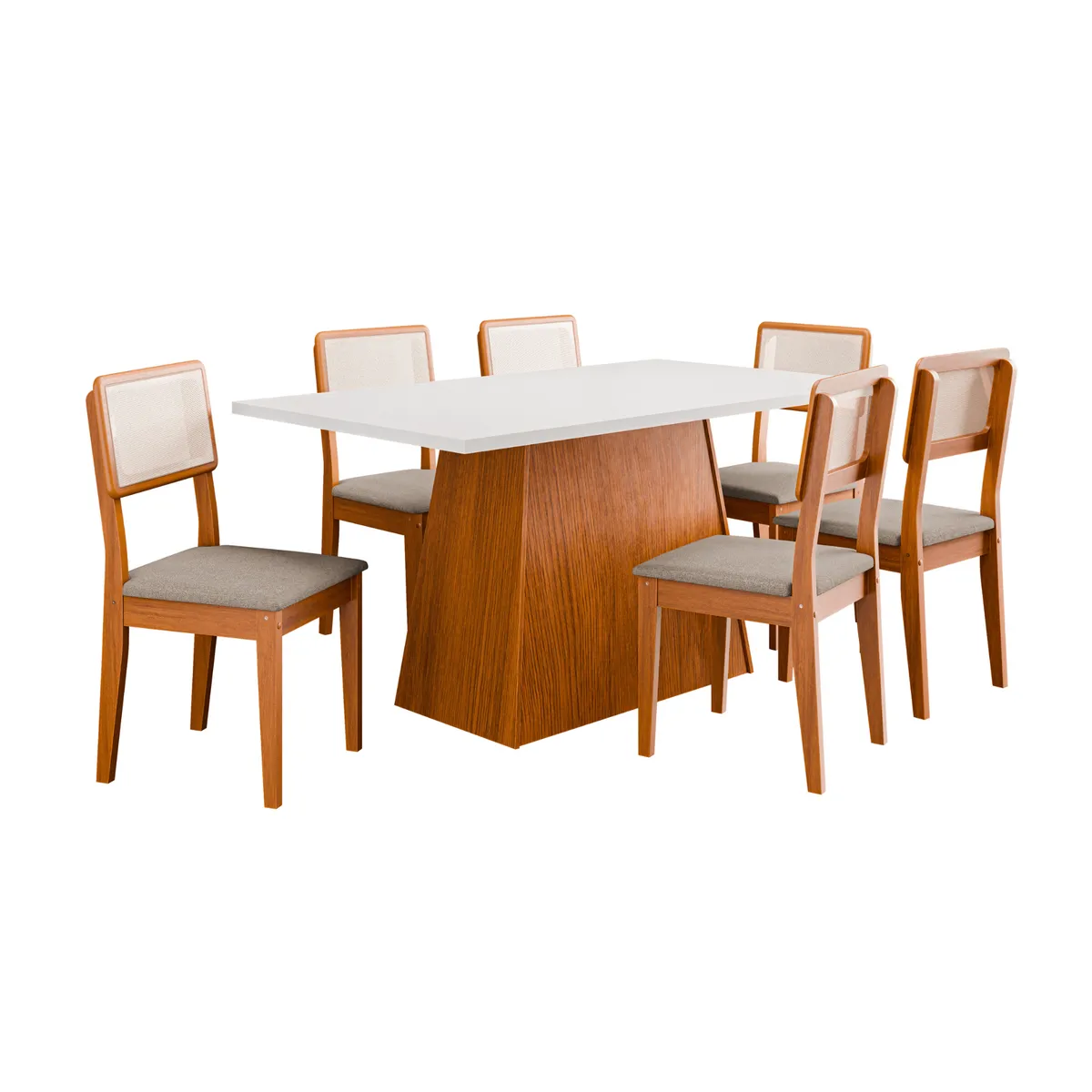 EXIT - Juego de Comedor 6 Sillas Mesa 160x90 cm Blanco - Trento