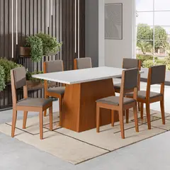 EXIT - Juego de Comedor 6 Sillas Mesa 160x90 cm Blanco - Trento II