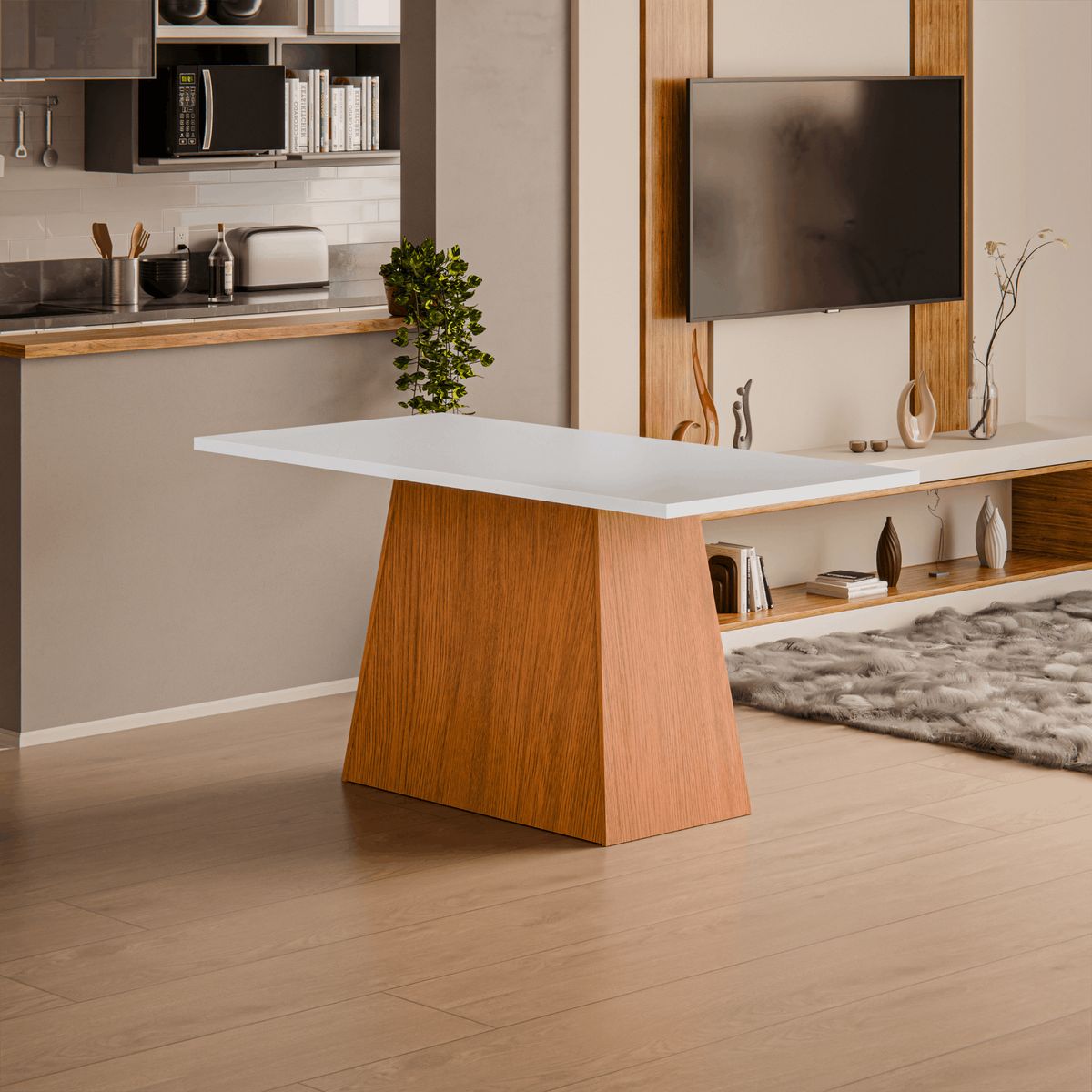 EXIT - Juego de Comedor 6 Sillas Mesa 160x90 cm Blanco - Trento II