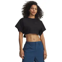 UNDER ARMOUR - Polera M/C Mujer Cropped Script Ss Polera Negro