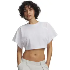 UNDER ARMOUR - Polera M/C Mujer Cropped Script Ss Polera Blanco