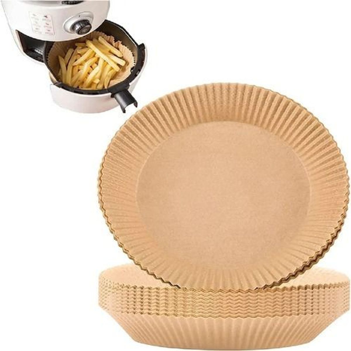 GENERICO - Forros Desechables Antiadherente Freidora 100 Pcs Air Fryer Color Cafe Claro