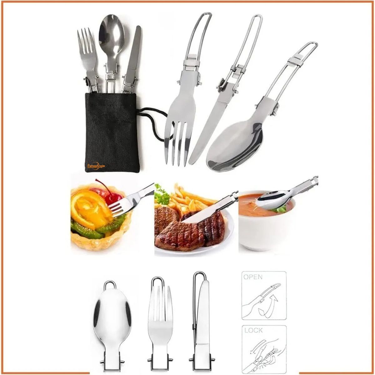 GENERICO - Set Ollas Kit Camping 5 Piezas Ultraligero